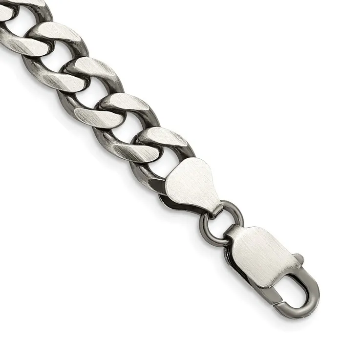 TreasureFineJewelers Rings Sterling Silver Antiqued 75mm Curb Chain