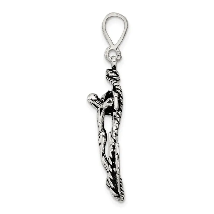 TreasureFineJewelers Rings Sterling Silver Antiqued Mariner Crucifix Charm