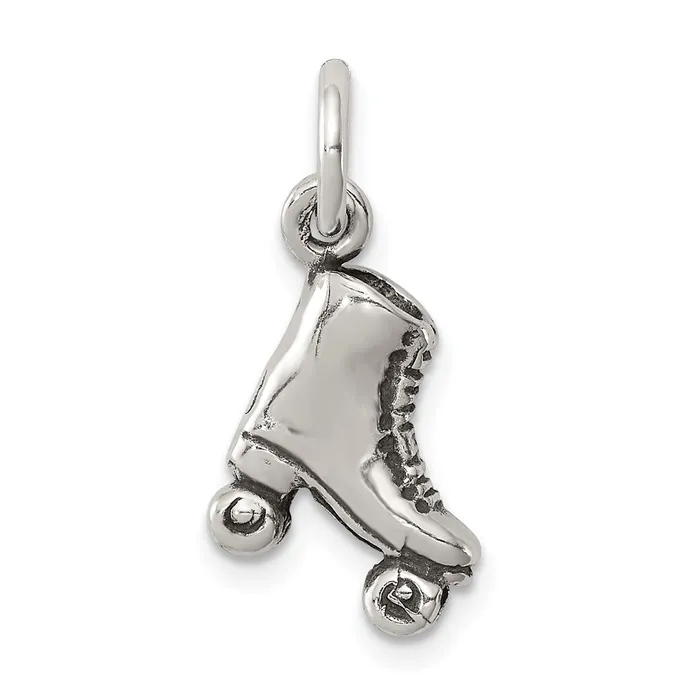 TreasureFineJewelers Rings Sterling Silver Antiqued Rollerskate Charm