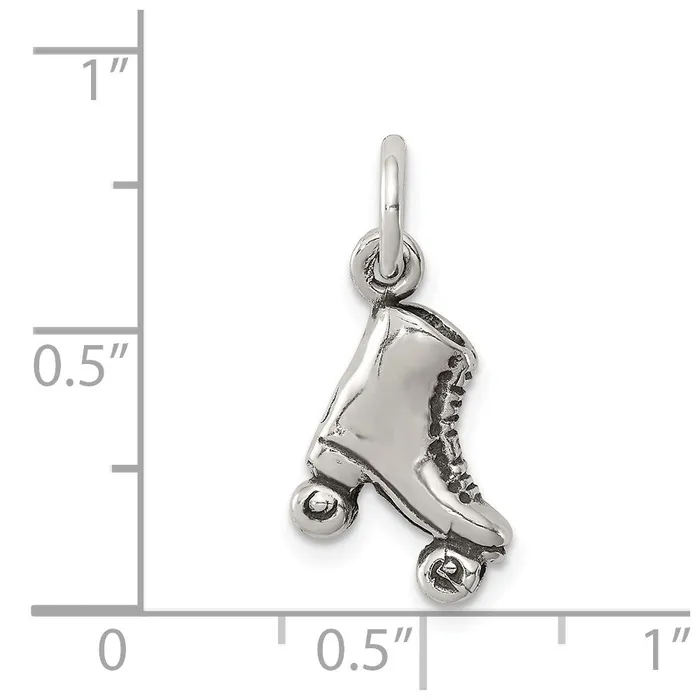 TreasureFineJewelers Rings Sterling Silver Antiqued Rollerskate Charm