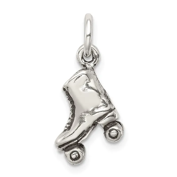 TreasureFineJewelers Rings Sterling Silver Antiqued Rollerskate Charm