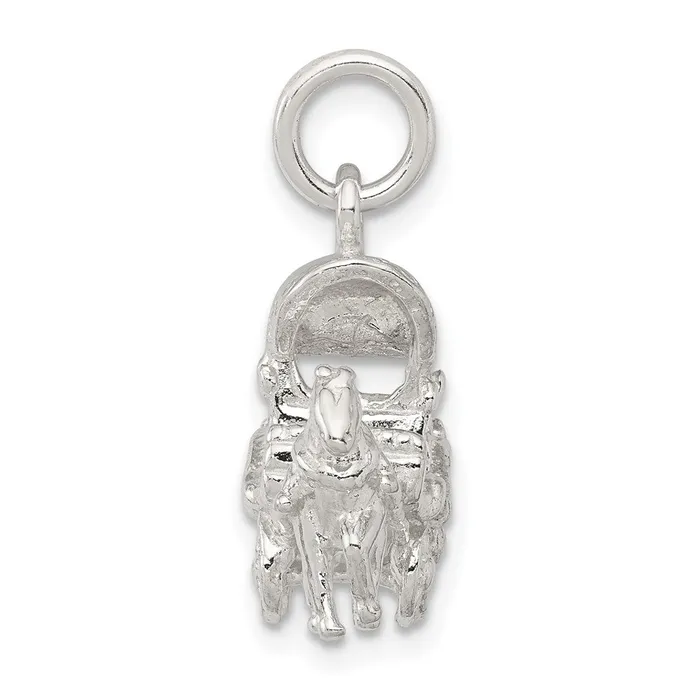 TreasureFineJewelers Rings Sterling Silver Horse Carriage Charm