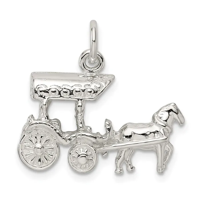 TreasureFineJewelers Rings Sterling Silver Horse Carriage Charm