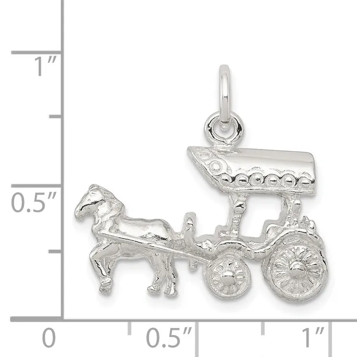 TreasureFineJewelers Rings Sterling Silver Horse Carriage Charm
