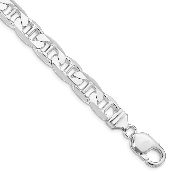 TreasureFineJewelers Rings Sterling Silver Rhodiumplated 95mm Flat Anchor Chain