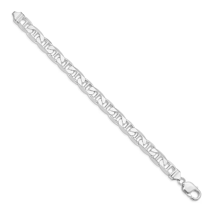 TreasureFineJewelers Rings Sterling Silver Rhodiumplated 95mm Flat Anchor Chain