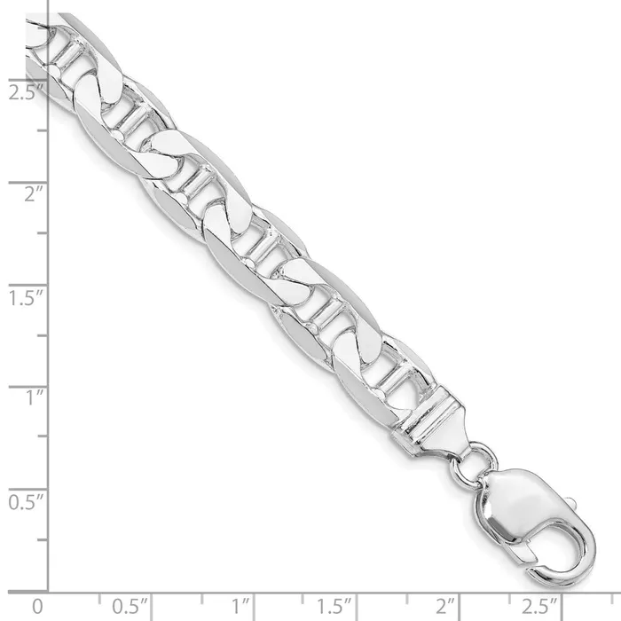 TreasureFineJewelers Rings Sterling Silver Rhodiumplated 95mm Flat Anchor Chain