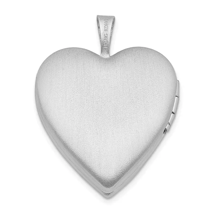 TreasureFineJewelers Sterling Silver 21mm SatinPolished Heart with Wings Heart Locket Necklaces