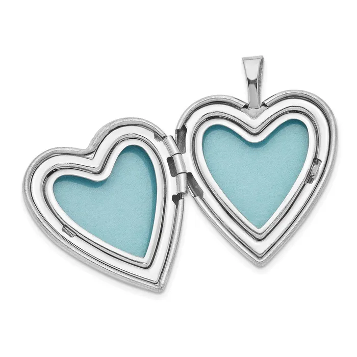 TreasureFineJewelers Sterling Silver 21mm SatinPolished Heart with Wings Heart Locket Necklaces