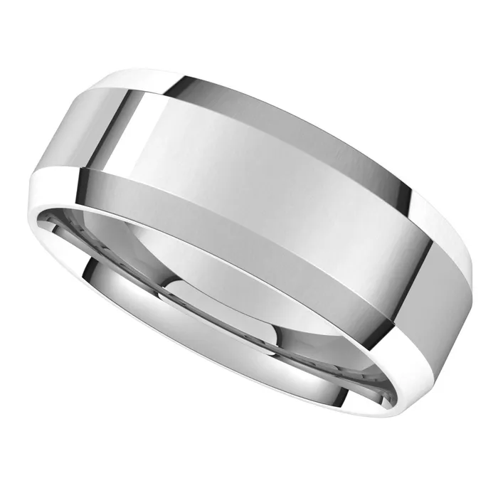TreasureFineJewelers Sterling Silver 7 mm Beveled Edge Comfort Fit Light Band Rings