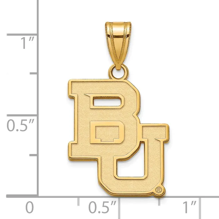 TreasureFineJewelers Sterling Silver Goldplated Baylor University Bears Large Pendant Necklaces