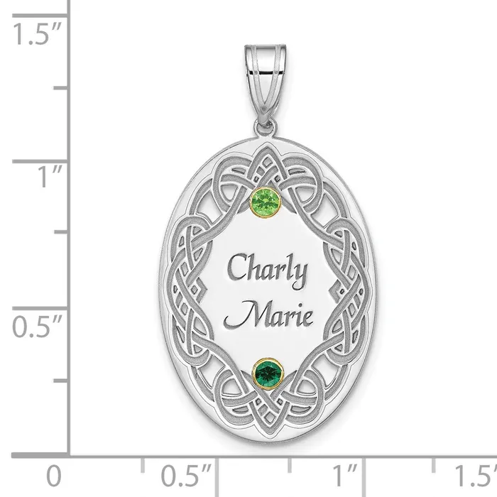 TreasureFineJewelers Sterling Silver Rhodiumplated18k Bezel Crystal Family Pendant Necklaces