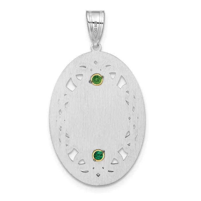 TreasureFineJewelers Sterling Silver Rhodiumplated18k Bezel Crystal Family Pendant Necklaces
