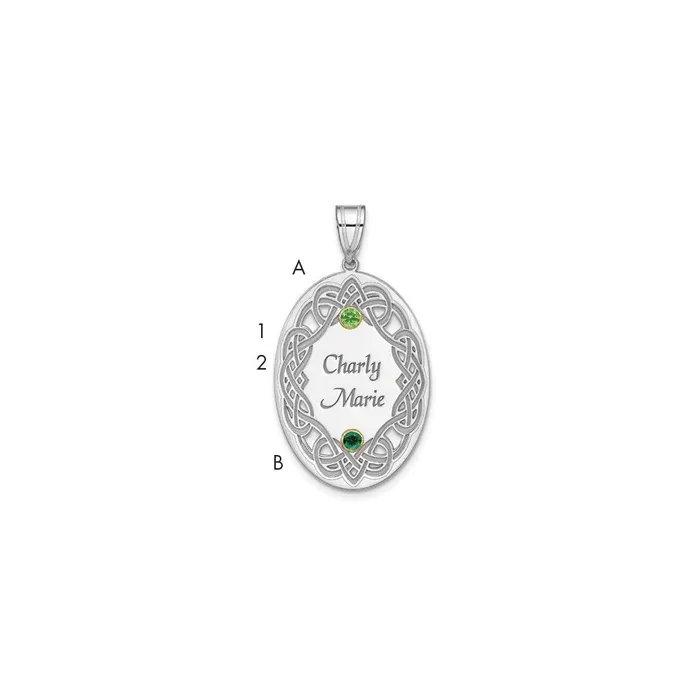 TreasureFineJewelers Sterling Silver Rhodiumplated18k Bezel Crystal Family Pendant Necklaces