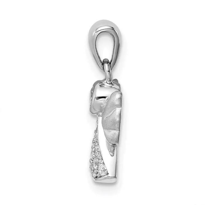 TreasureFineJewelers Sterling Silver Rhodiumplated CZ Satin Angel Pendant Necklaces