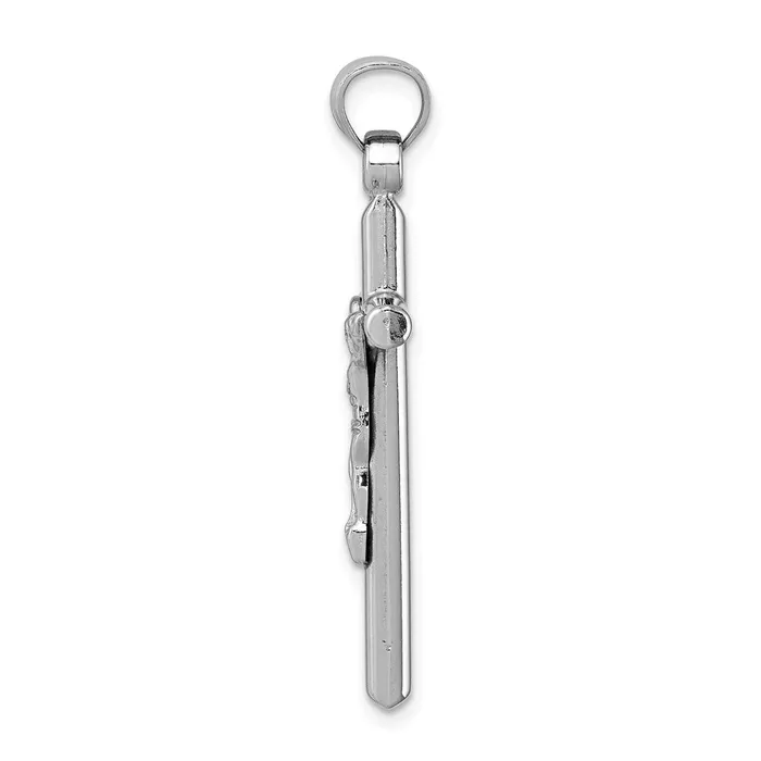 TreasureFineJewelers Sterling Silver Rhodiumplated Polished Crucifix Pendant Necklaces