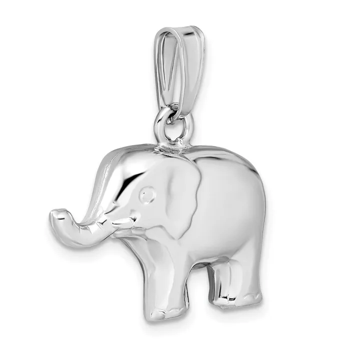 TreasureFineJewelers Sterling Silver Rhodiumplated Polished Elephant Pendant Necklaces