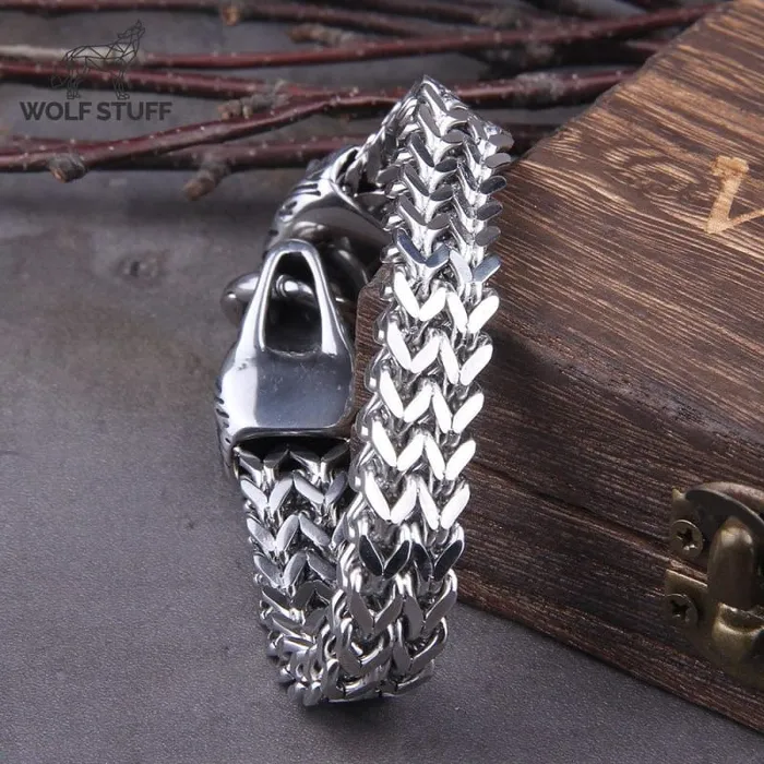 Bracelets Wolf Stuff Mens Wolf Head Bracelet
