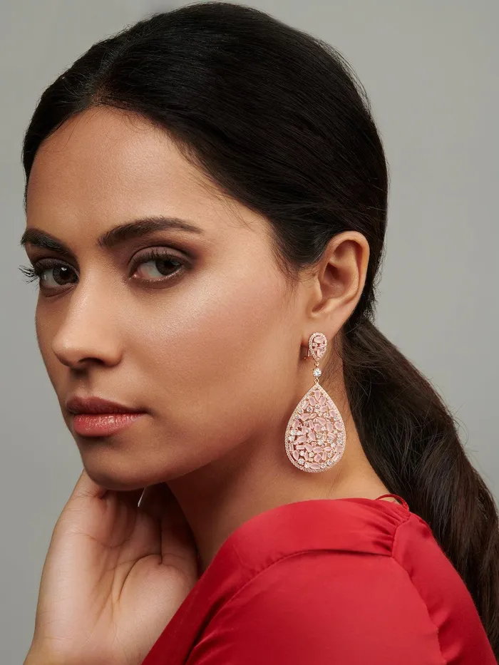 Earrings Curio Cottage Rose Gold Dangler Drop Pure Silver Earrings