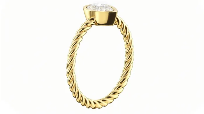 Rings FL LLC 14k Yellow Gold Pear Diamond Rope Engagement Ring Gold Lab Grown Pear Diamond Created Diamond Engagement Ring Moissanite Ring Yellow Gold
