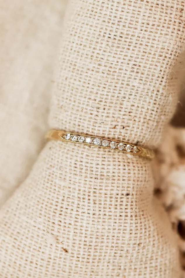 Solid Gold Textured Diamond Milgrain Band Lacee Alexandra Jewelry Rings