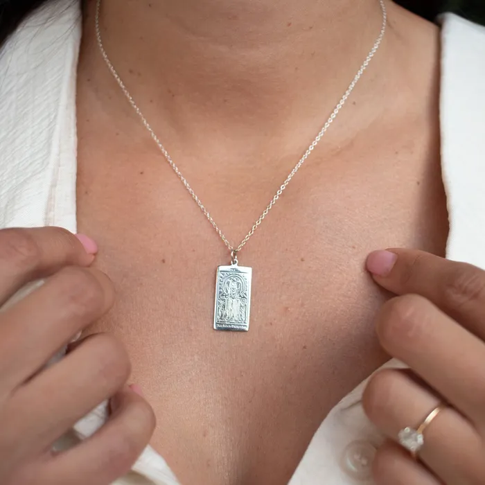 The High Priestess Tarot Card Necklace Silver Lotus Necklaces